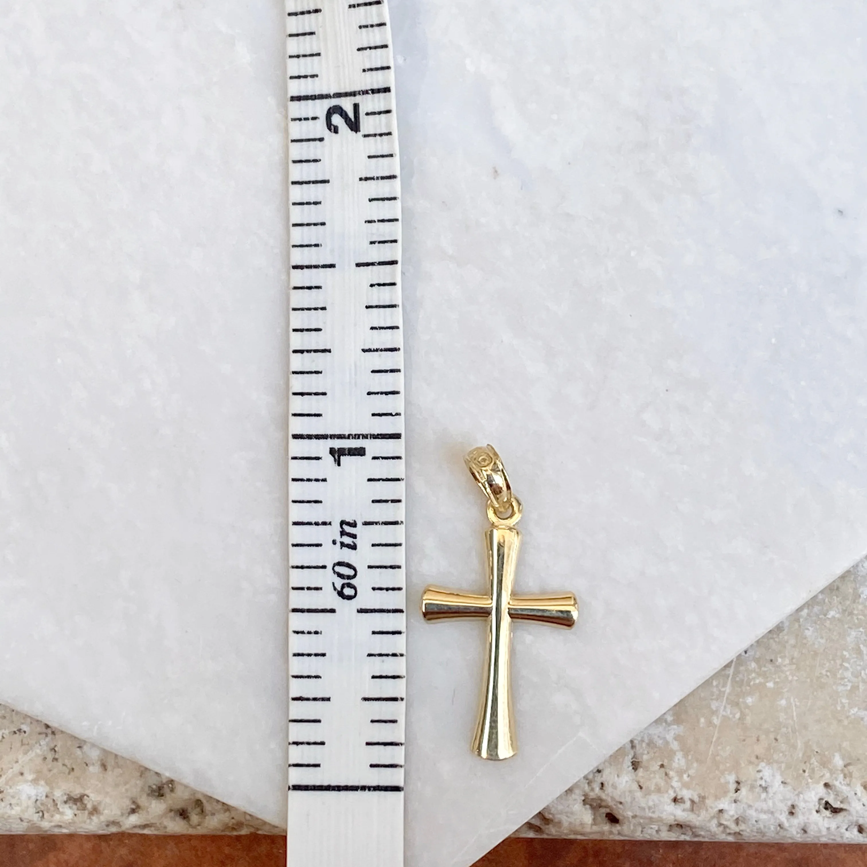 10KT Yellow Gold Beveled Cross Pendant Charm