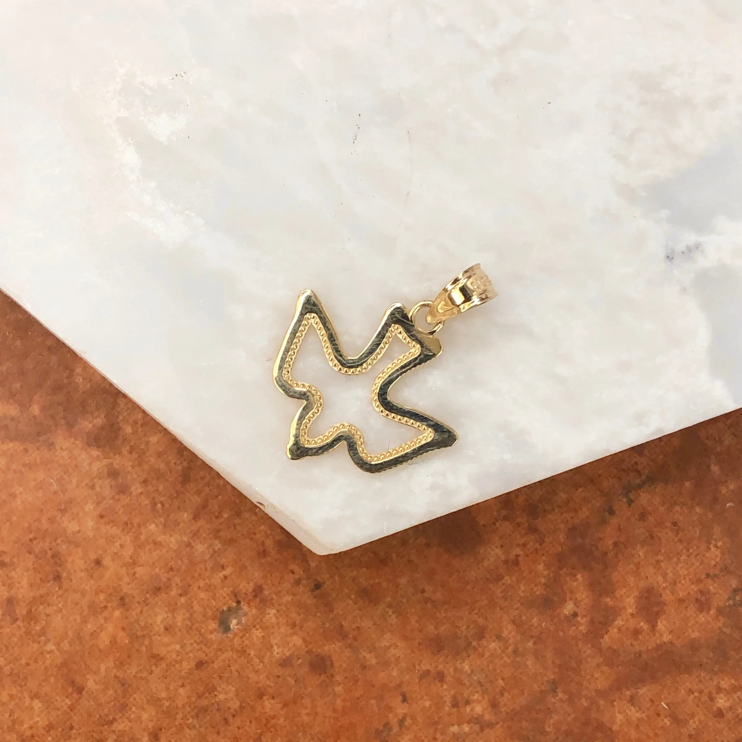 10KT Yellow Gold Cut-Out Dove Pendant Charm
