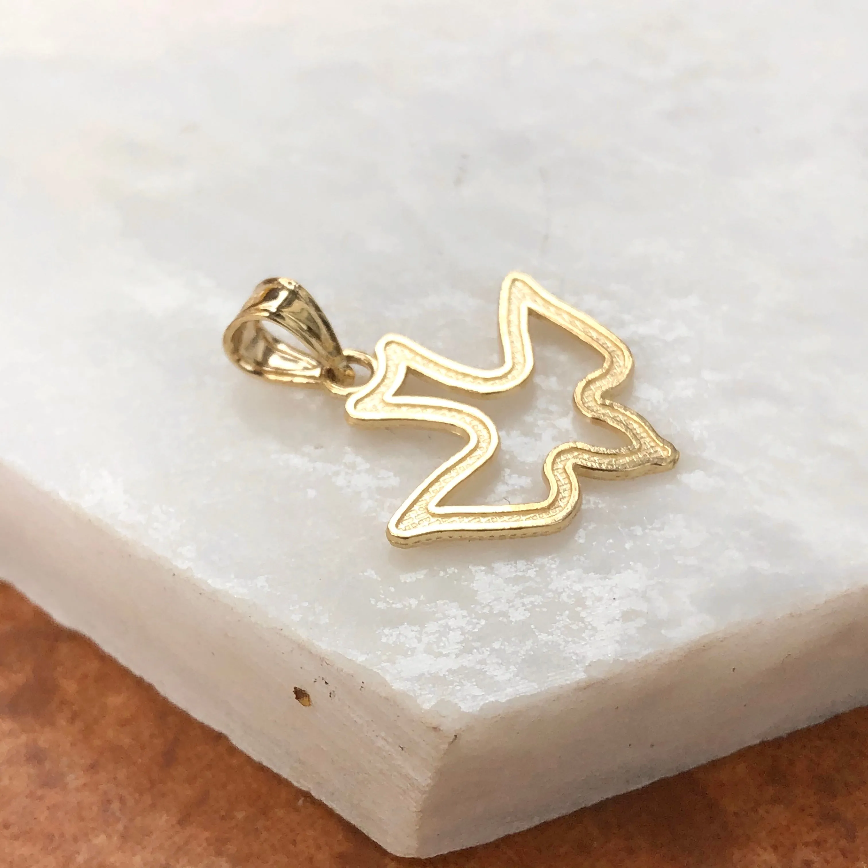 10KT Yellow Gold Cut-Out Dove Pendant Charm