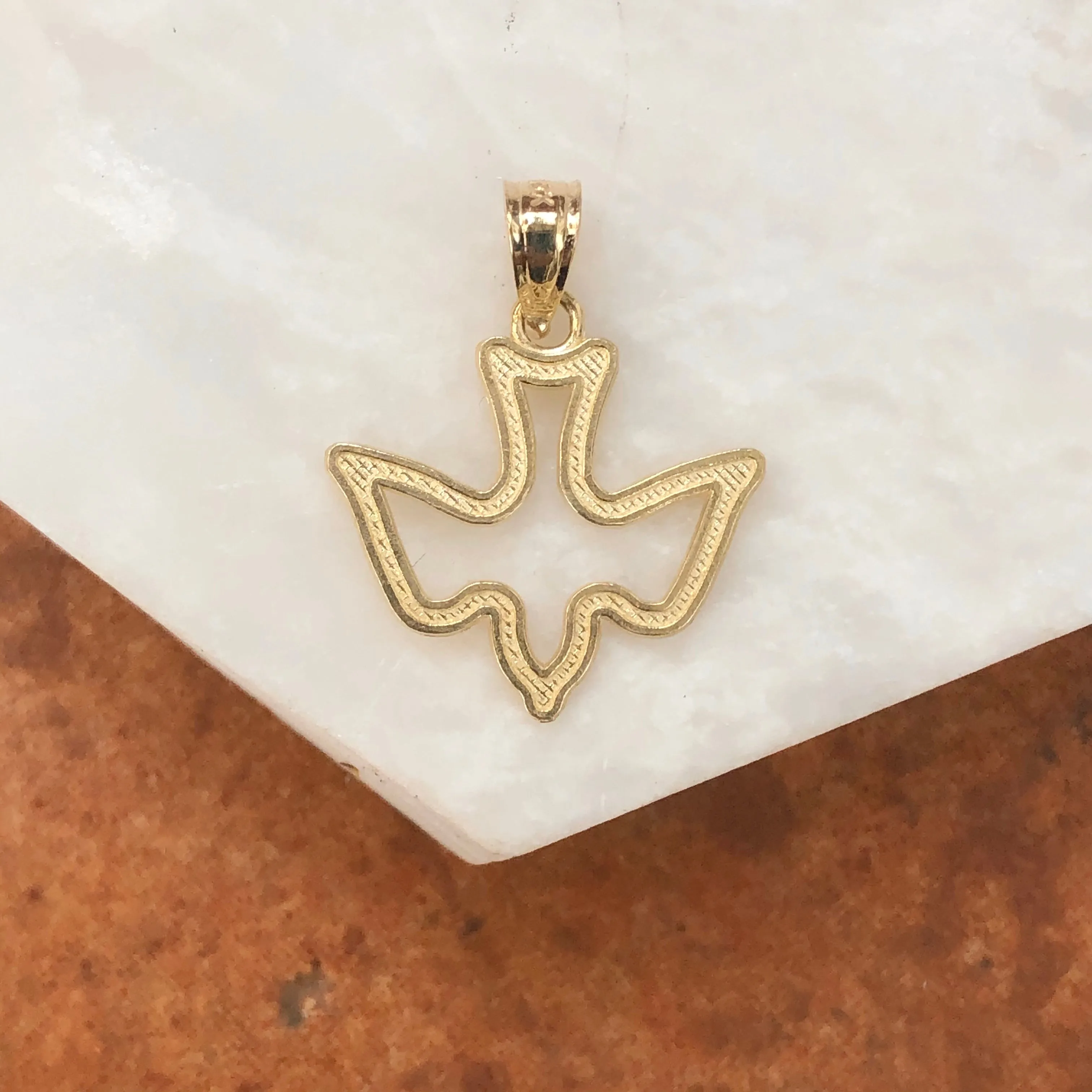 10KT Yellow Gold Cut-Out Dove Pendant Charm