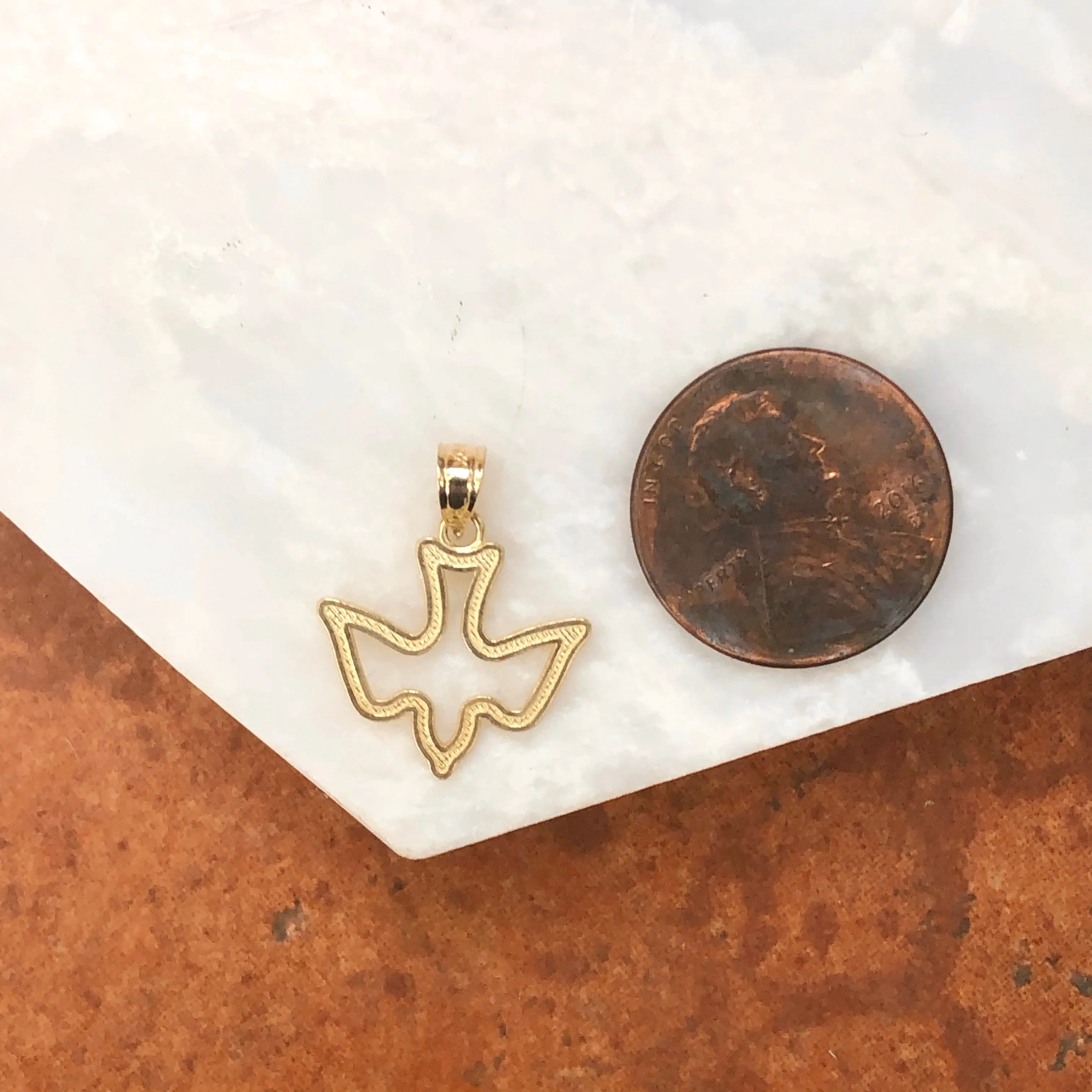 10KT Yellow Gold Cut-Out Dove Pendant Charm