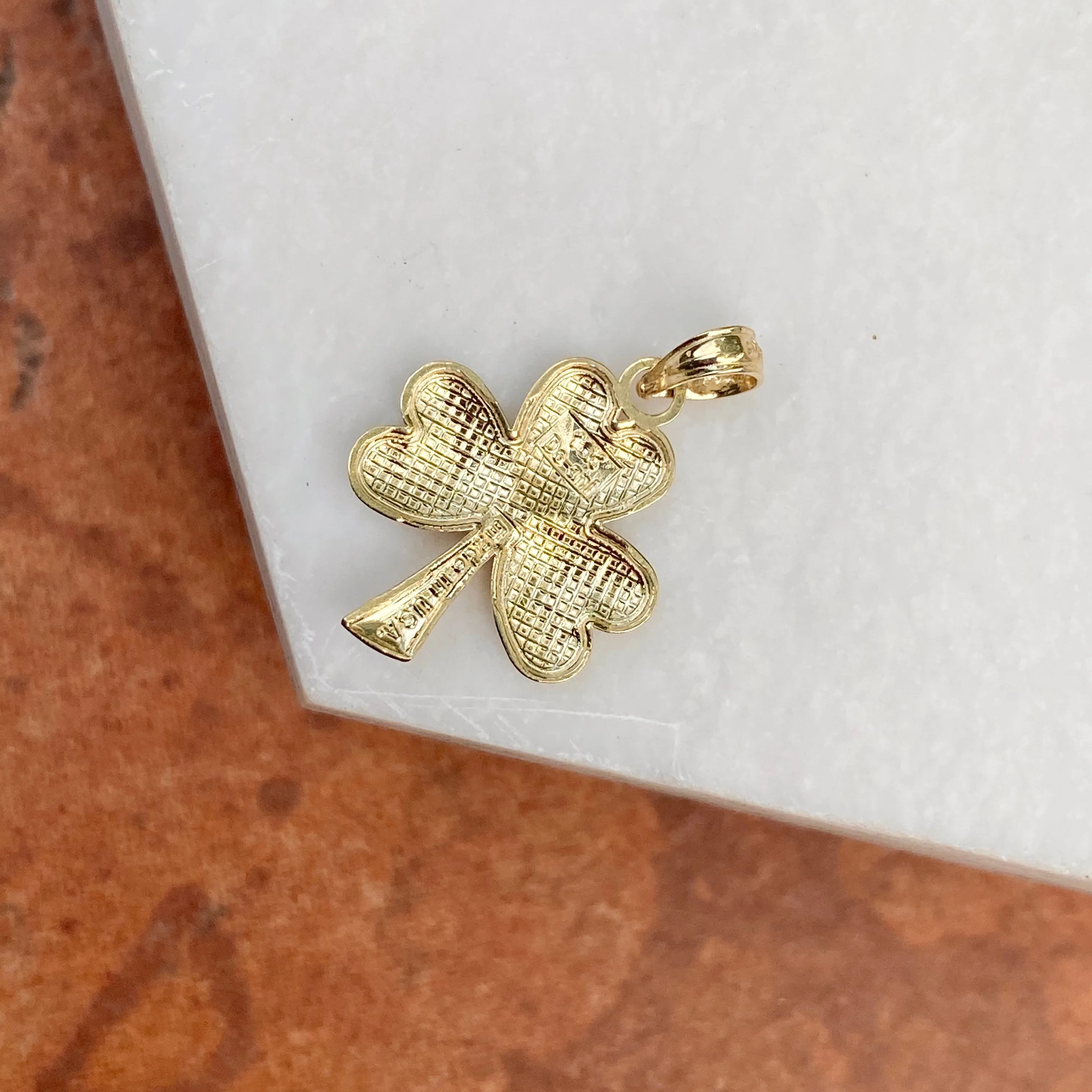 10KT Yellow Gold High Polished 3-Leaf Clover Pendant Charm