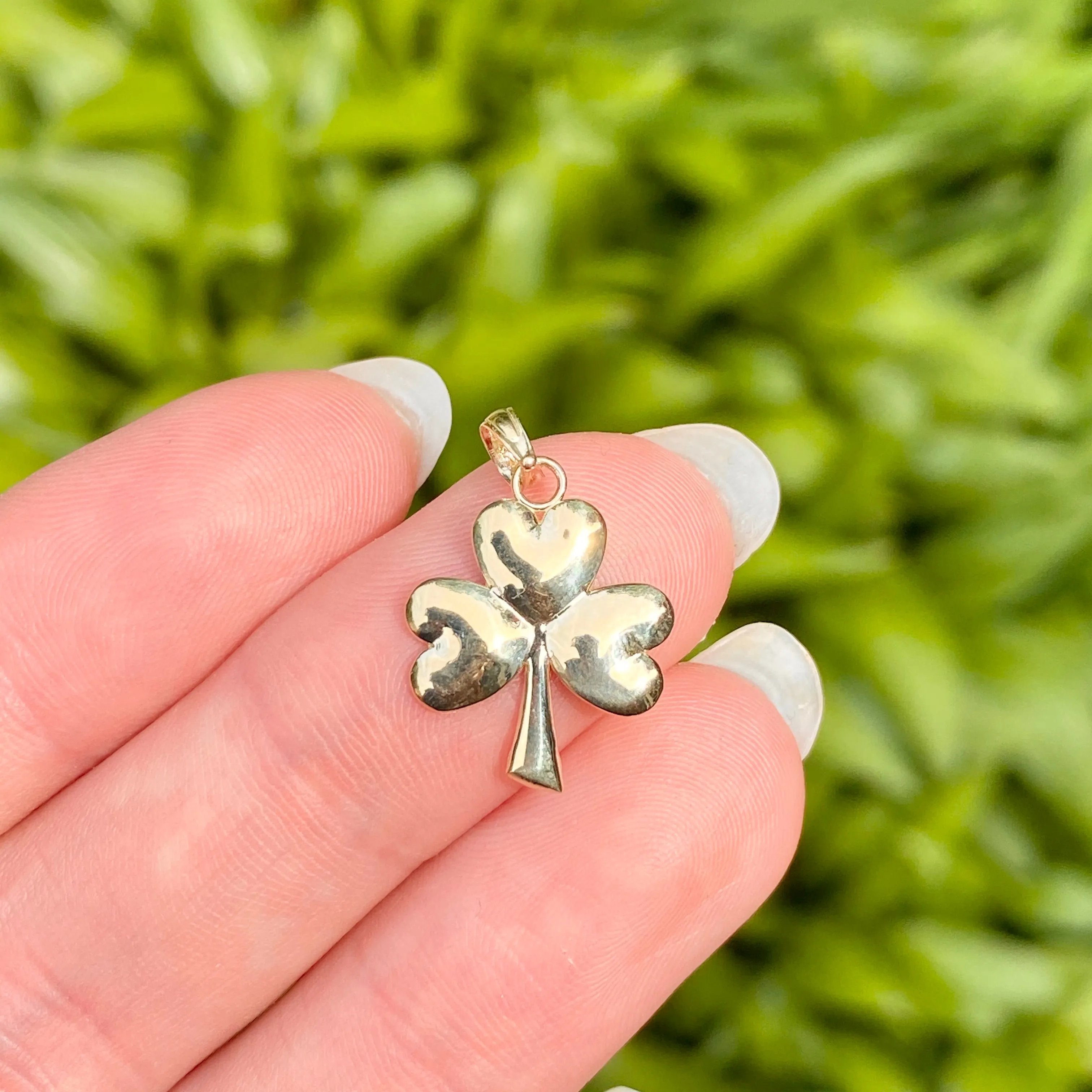10KT Yellow Gold High Polished 3-Leaf Clover Pendant Charm