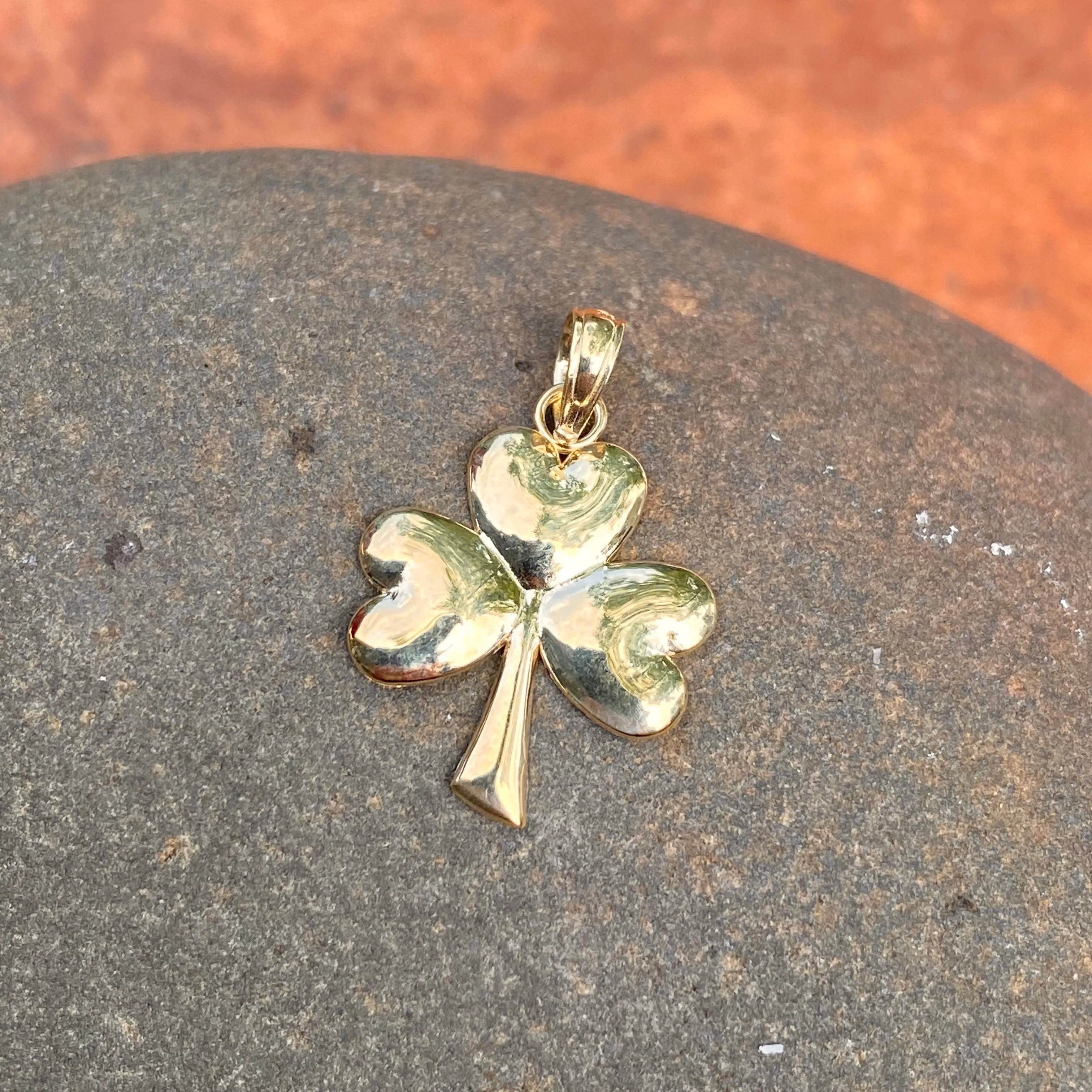 10KT Yellow Gold High Polished 3-Leaf Clover Pendant Charm