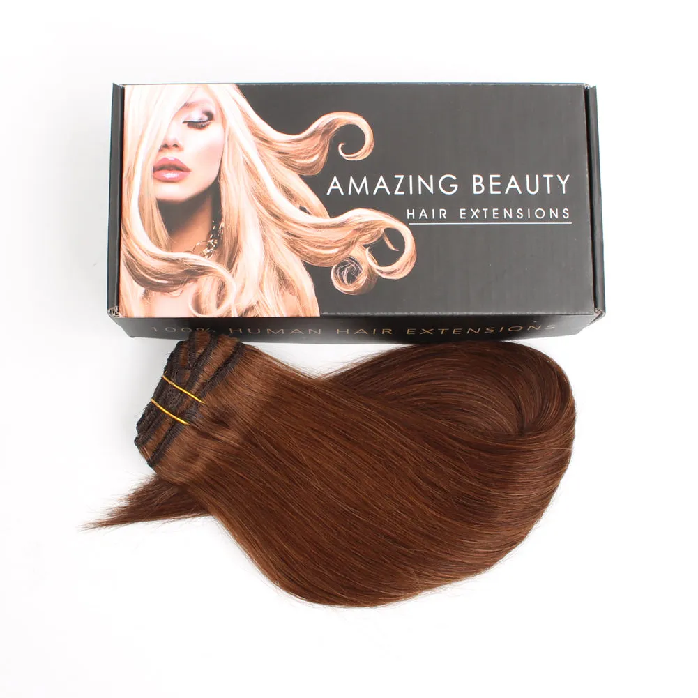 120G Medium Reddish Brown #4 Clip in Hair Extensions