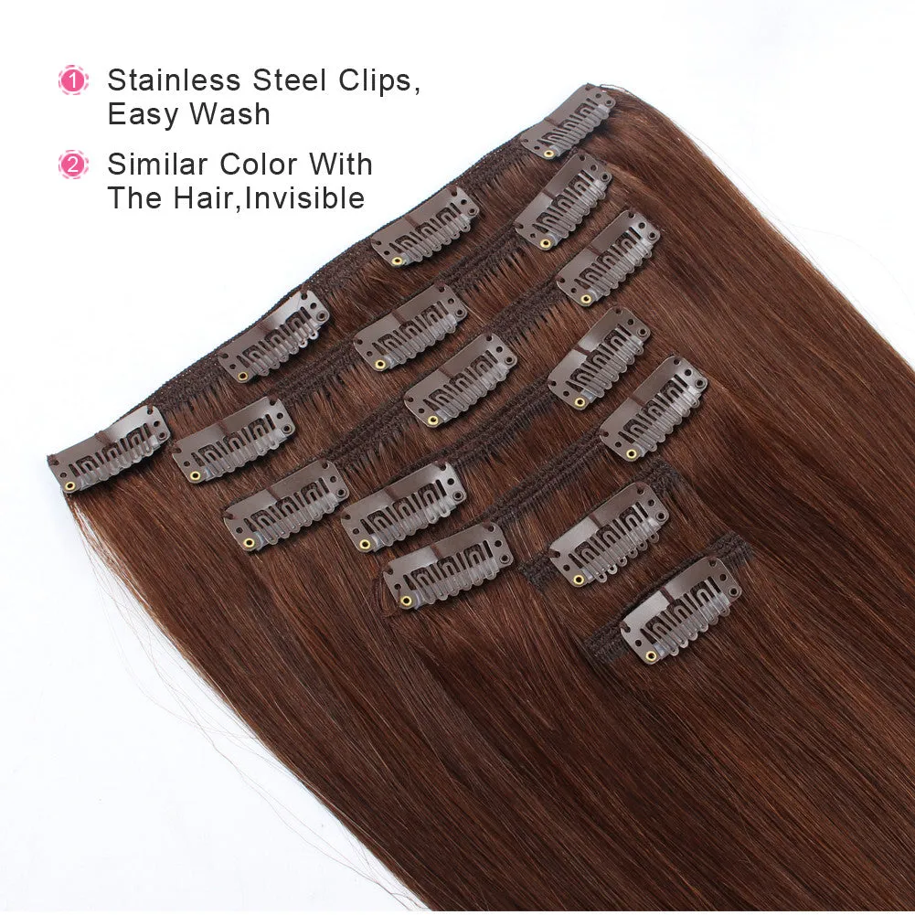 120G Medium Reddish Brown #4 Clip in Hair Extensions