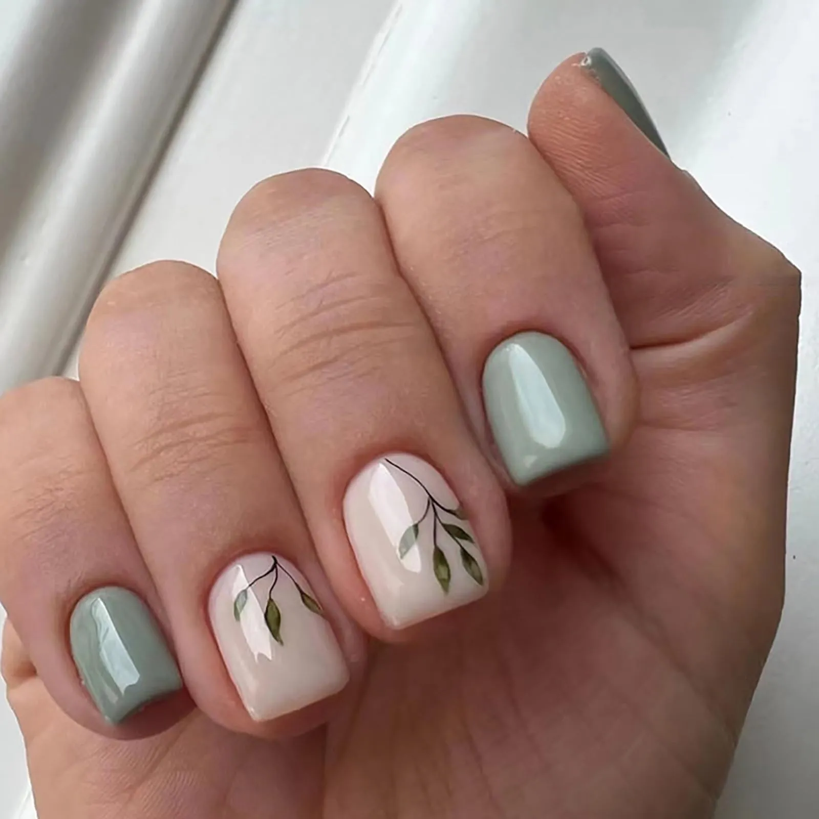12Packs French Tip Press on Nails- OPkssnails Press on Nails Medium Almond And Square,Reusable Glue On Nails, Gel Fake Nails for Women, Stick On Nails Kit 12 Sizes-12styles