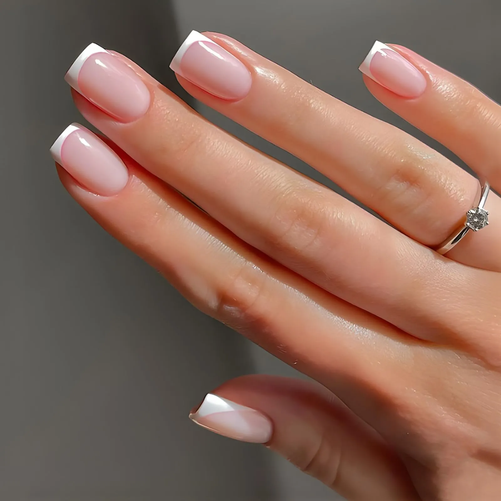 12Packs French Tip Press on Nails- OPkssnails Press on Nails Medium Almond And Square,Reusable Glue On Nails, Gel Fake Nails for Women, Stick On Nails Kit 12 Sizes-12styles