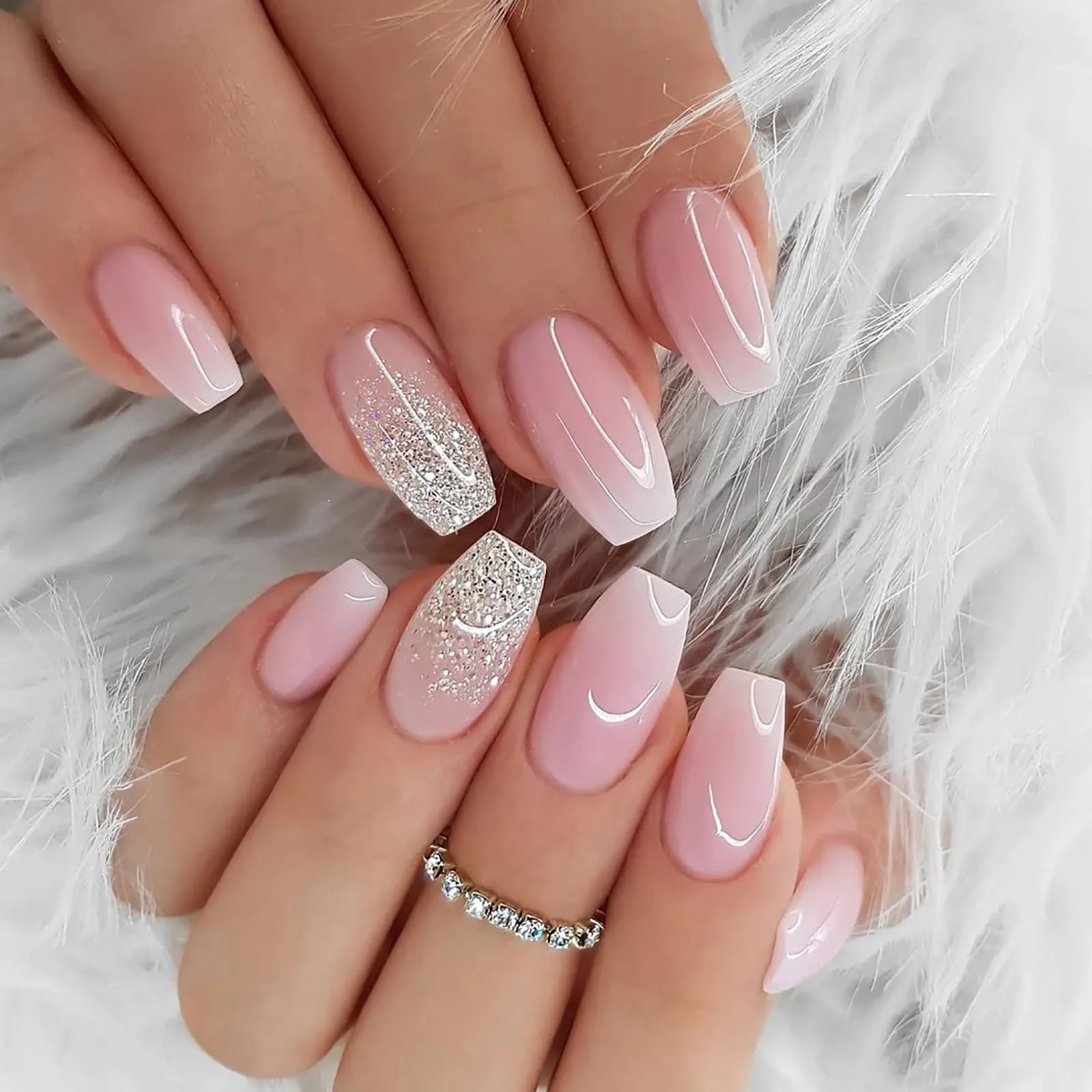 12Packs French Tip Press on Nails- OPkssnails Press on Nails Medium Almond And Square,Reusable Glue On Nails, Gel Fake Nails for Women, Stick On Nails Kit 12 Sizes-12styles