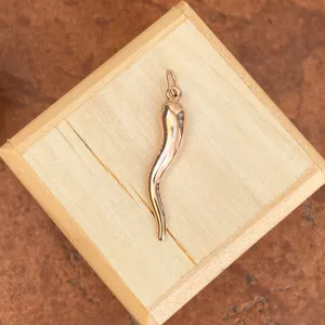 14KT Rose Gold Medium "Cornicello" Italian Horn Pendant Charm 30mm