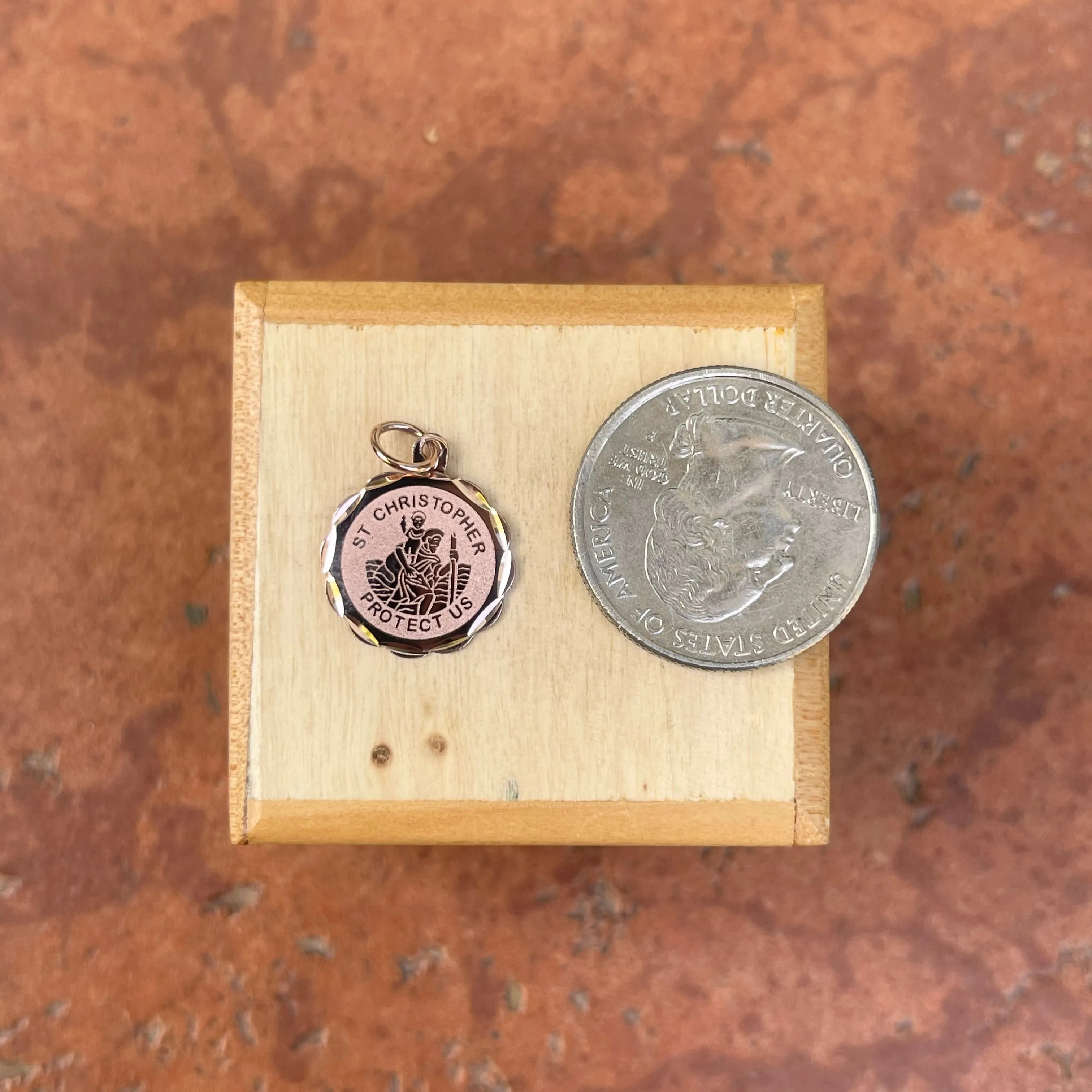 14KT Rose Gold Saint Christopher Medal Pendant Charm