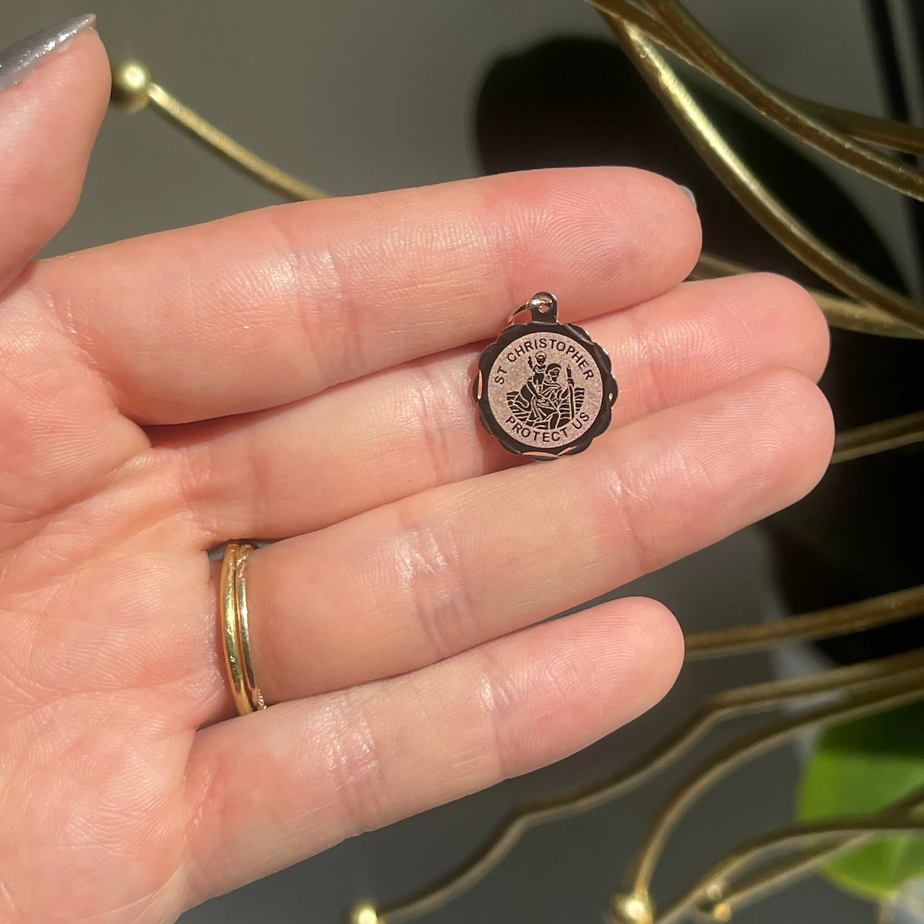 14KT Rose Gold Saint Christopher Medal Pendant Charm
