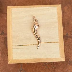 14KT Rose Gold Small "Cornicello" Italian Horn Pendant Charm 25mm