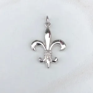 14KT White Gold Fleur de Lis Solid Pendant Charm