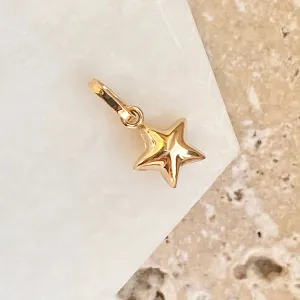 14KT Yellow Gold 3D Puffed Mini Star Pendant Charm 6mm