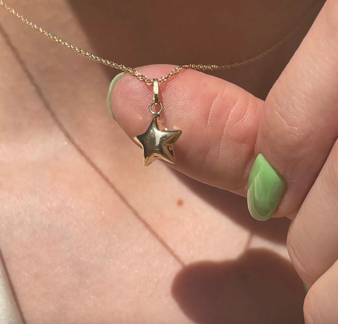 14KT Yellow Gold 3D Puffed Star Pendant Charm 10mm