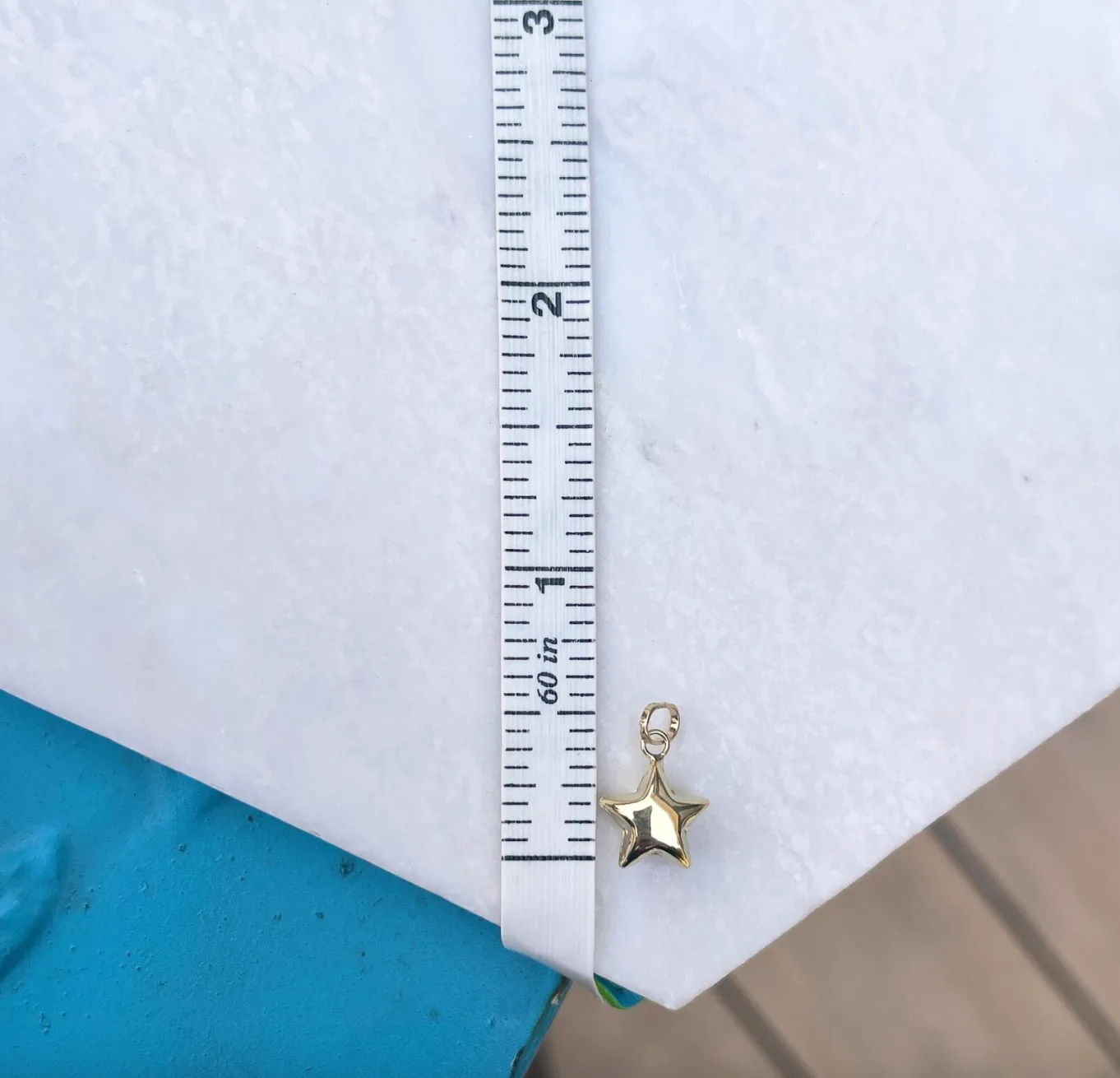 14KT Yellow Gold 3D Puffed Star Pendant Charm 10mm