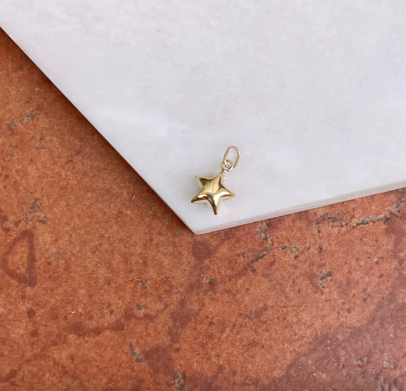 14KT Yellow Gold 3D Puffed Star Pendant Charm 10mm