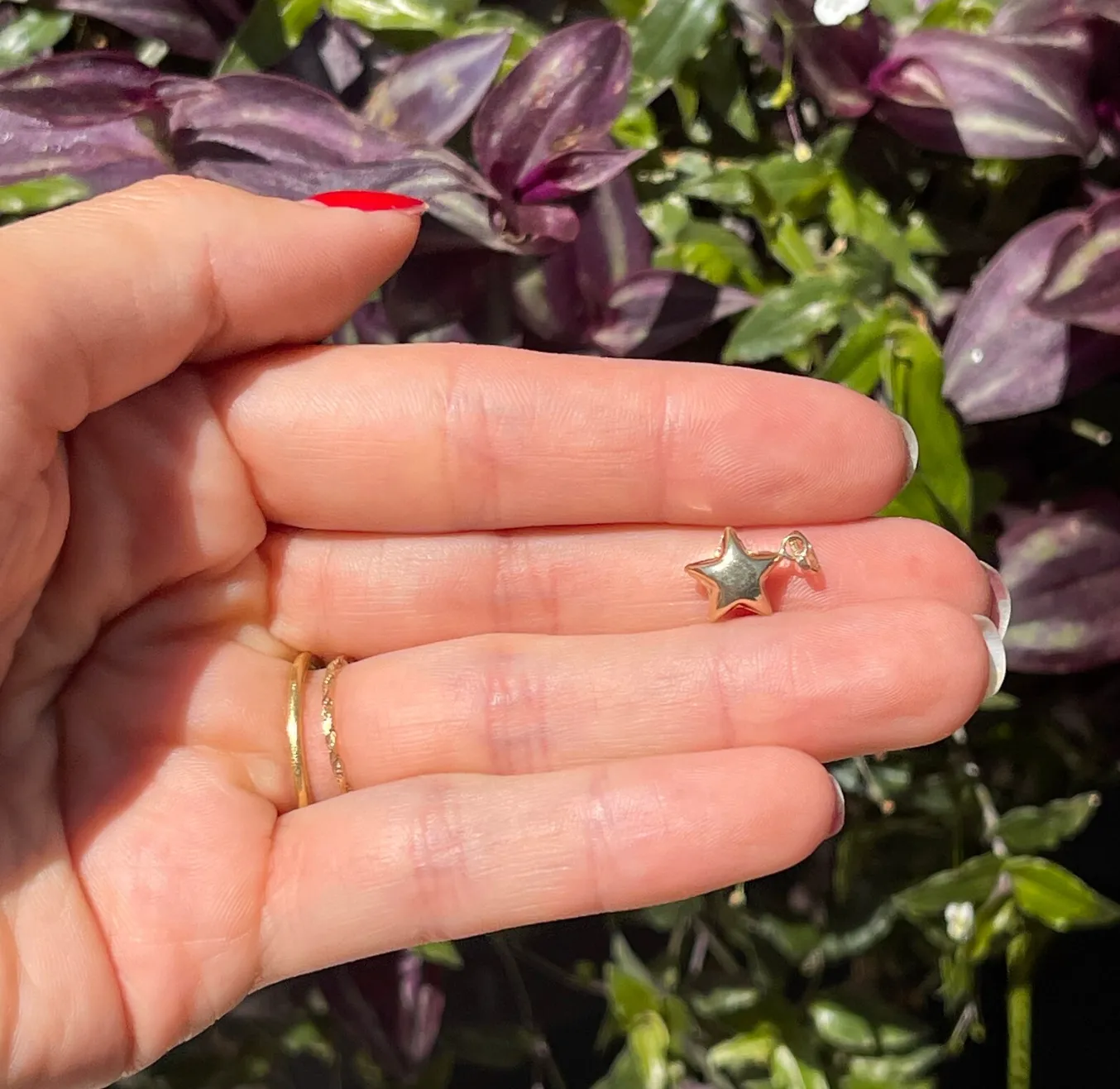 14KT Yellow Gold 3D Puffed Star Pendant Charm 10mm
