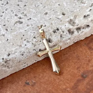 14KT Yellow Gold Beveled Pointed Edge Cross Pendant Charm