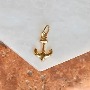 14KT Yellow Gold Mini 3D Anchor of Hope Pendant Charm