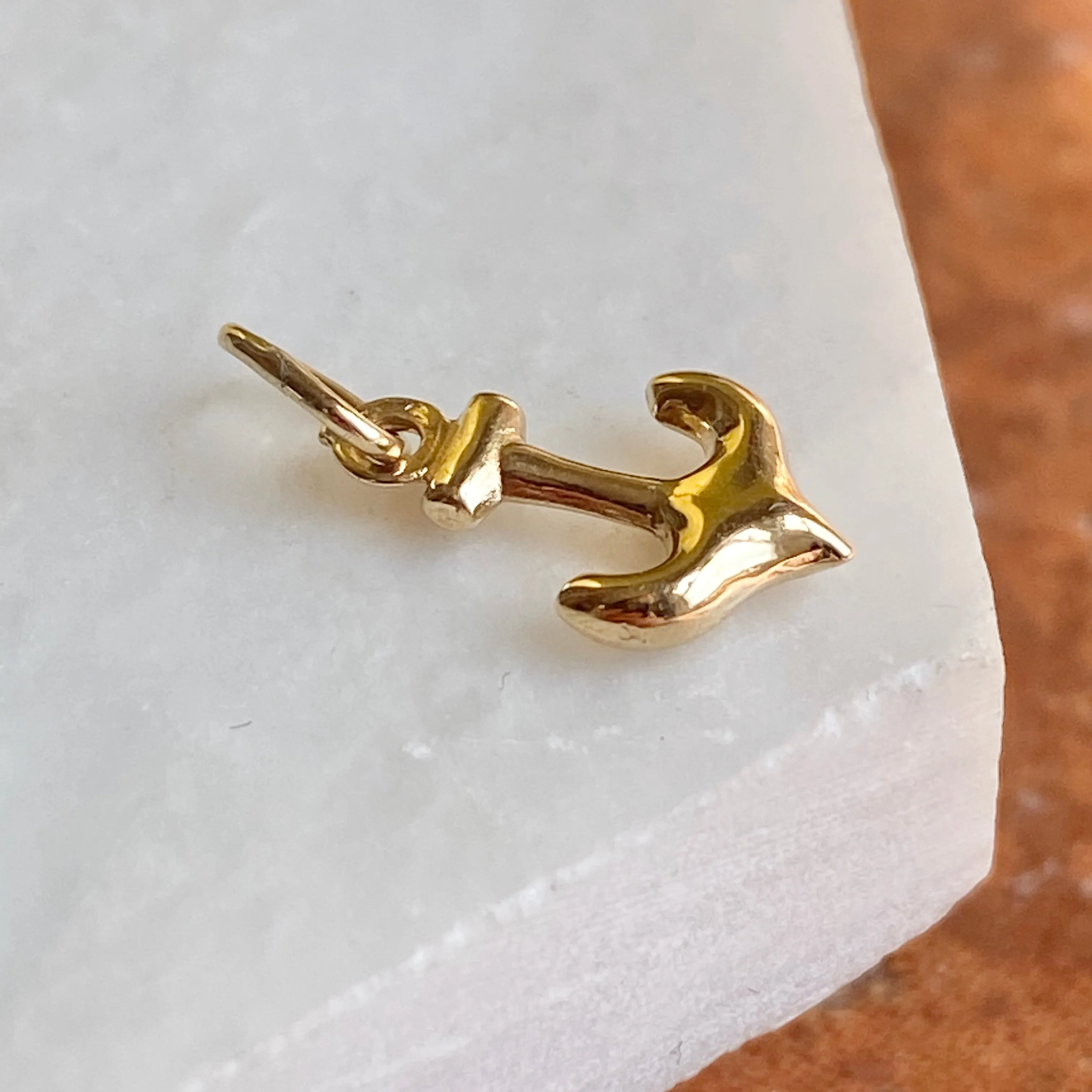 14KT Yellow Gold Mini 3D Anchor of Hope Pendant Charm