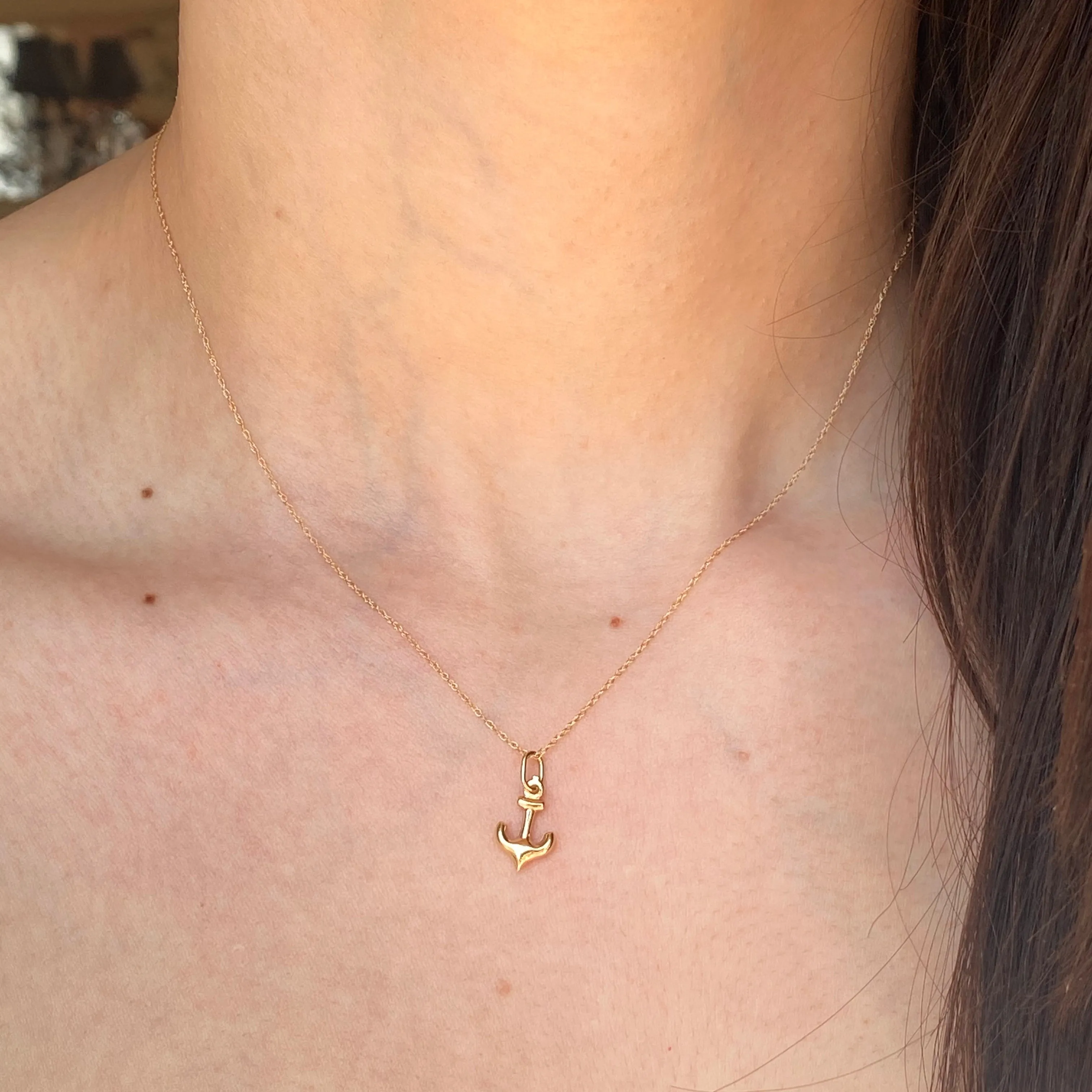 14KT Yellow Gold Mini 3D Anchor of Hope Pendant Charm