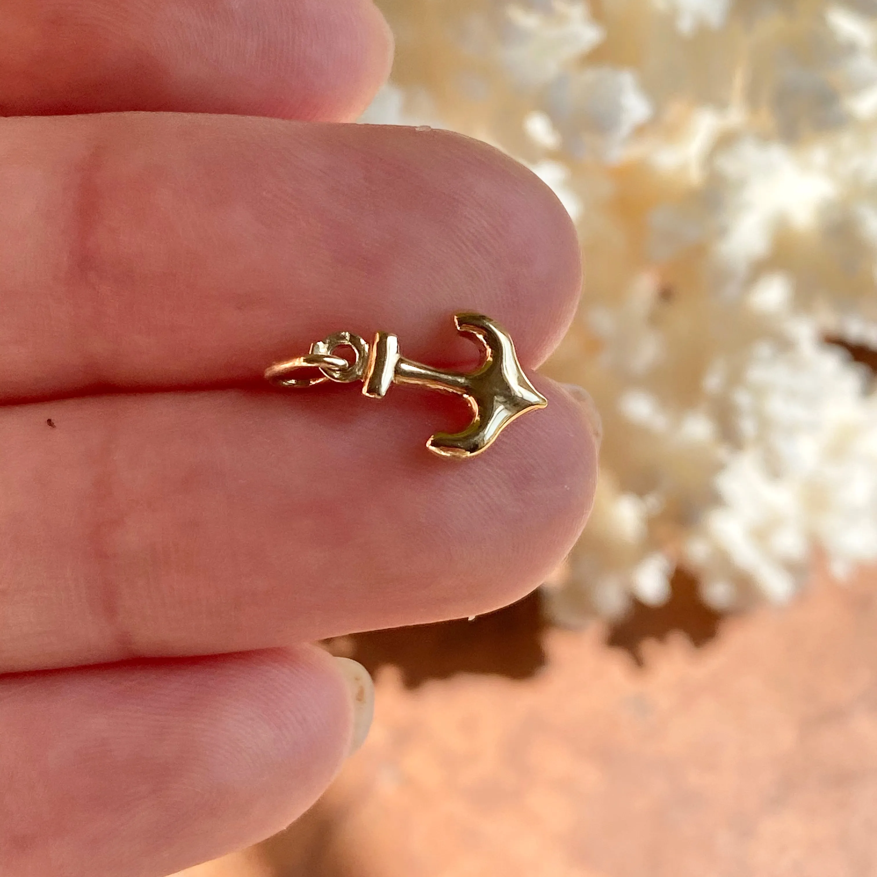 14KT Yellow Gold Mini 3D Anchor of Hope Pendant Charm