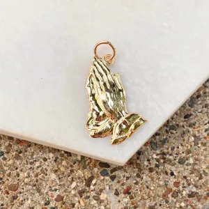 14KT Yellow Gold Polished Praying Hands Pendant Charm