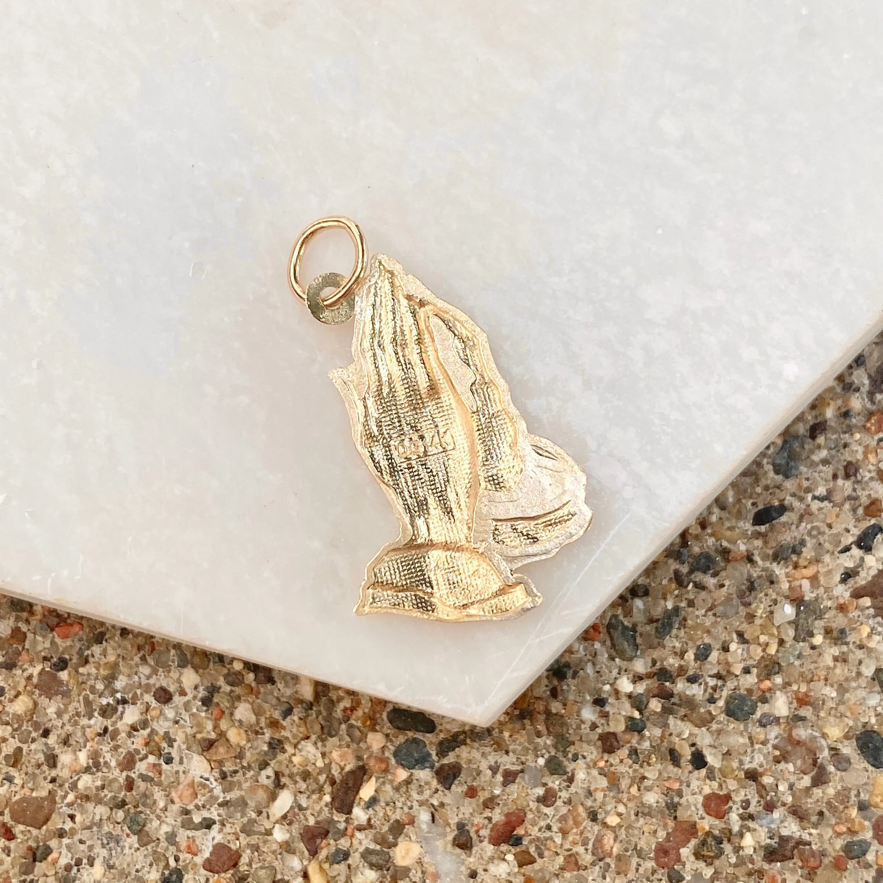 14KT Yellow Gold Polished Praying Hands Pendant Charm