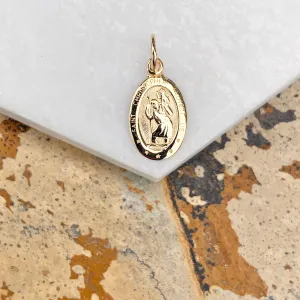 14KT Yellow Gold Saint Christopher Oval Medal Pendant Charm 21mm