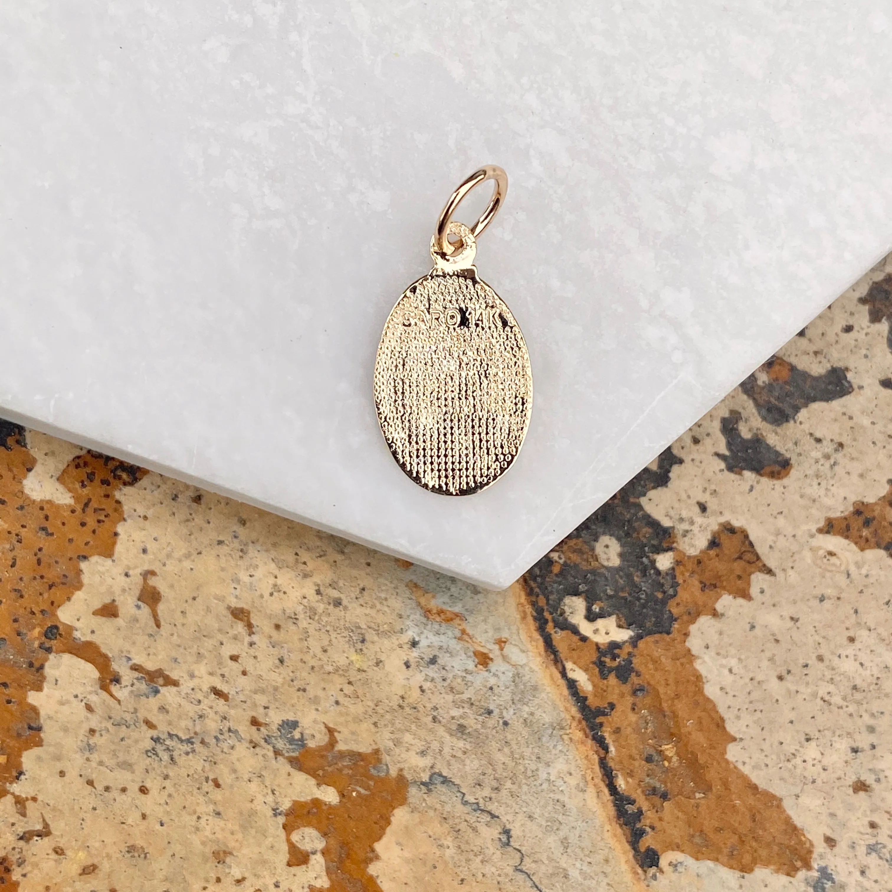 14KT Yellow Gold Saint Christopher Oval Medal Pendant Charm 21mm