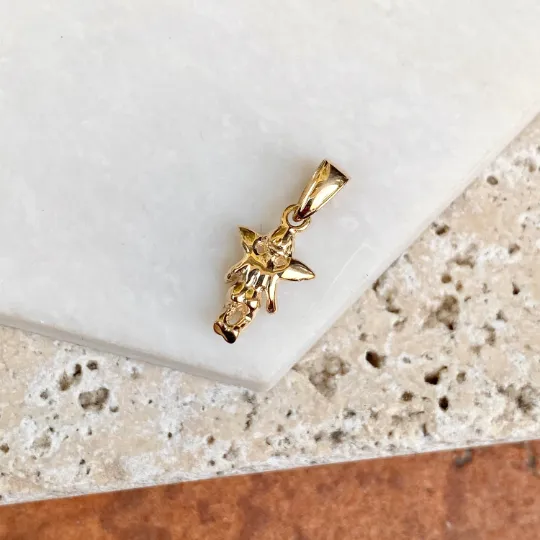14KT Yellow Gold Small 3D Baby Guardian Angel Pendant Charm