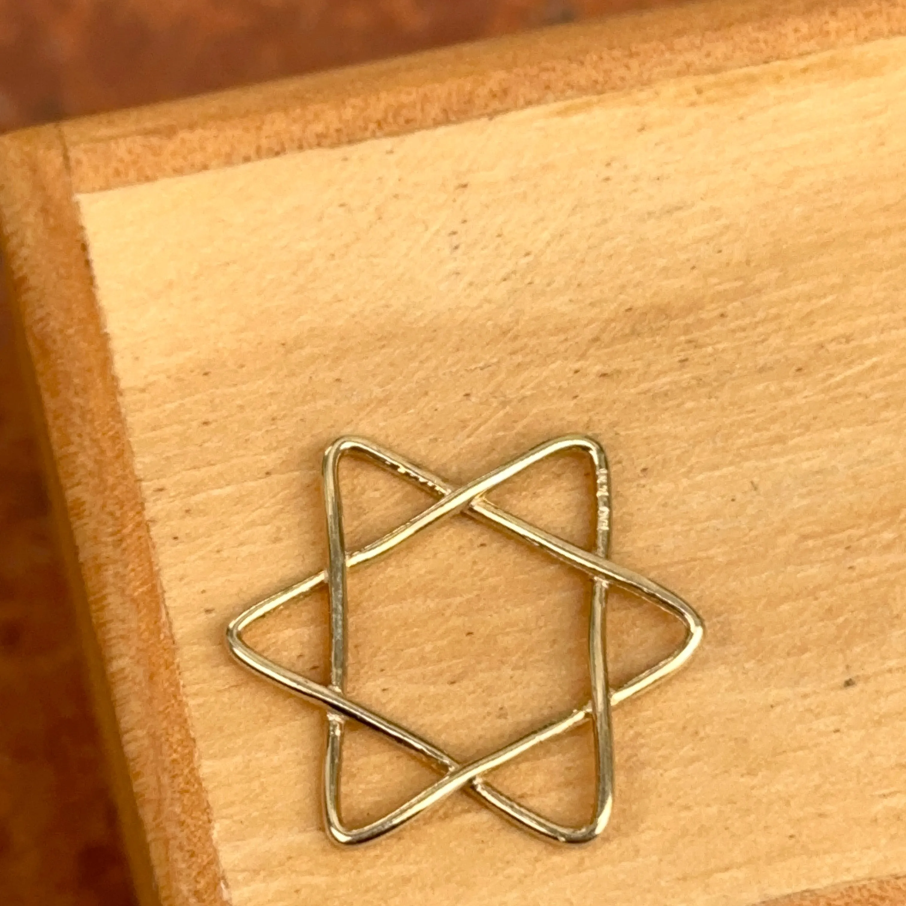 14KT Yellow Gold Wire Star of David Pendant Slide
