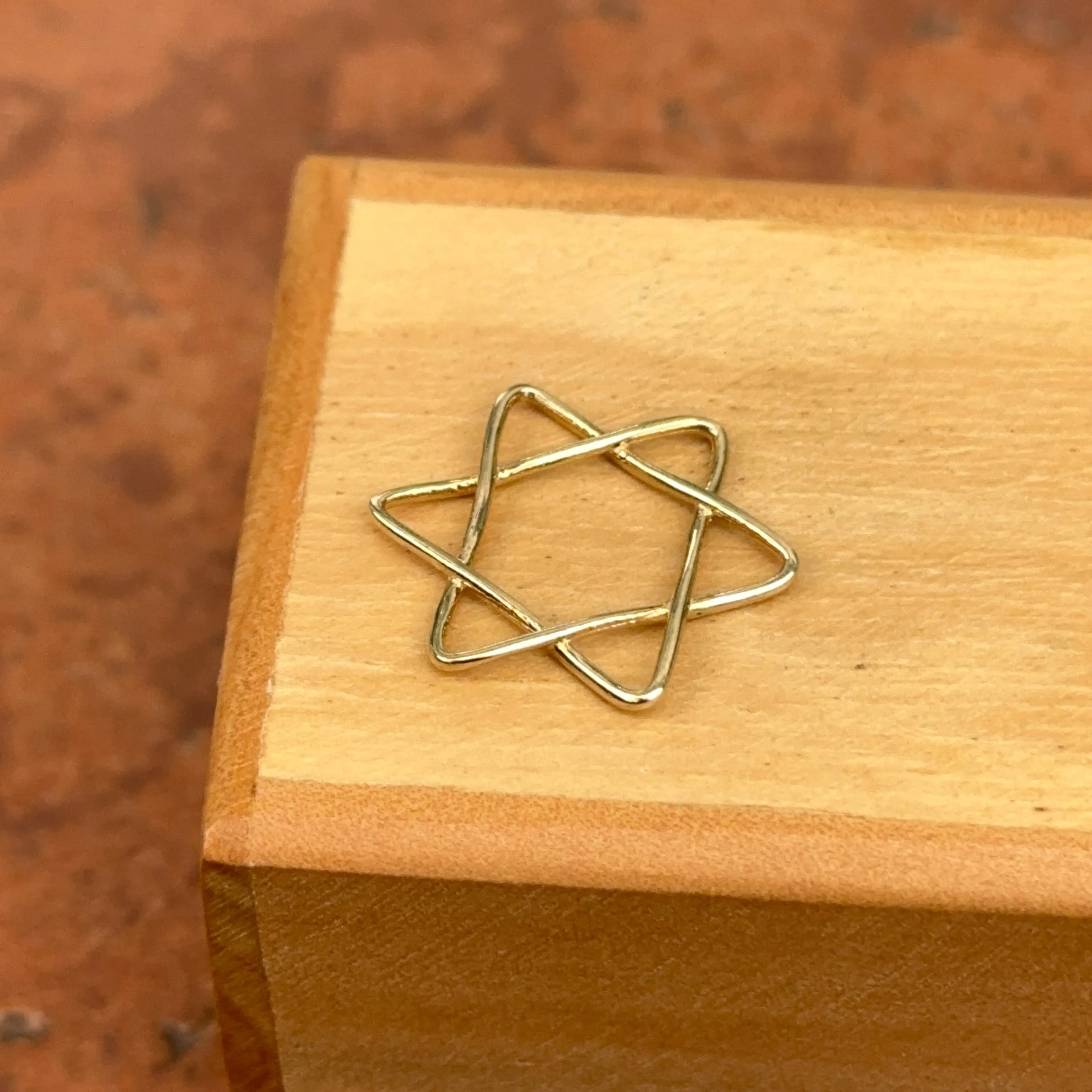 14KT Yellow Gold Wire Star of David Pendant Slide