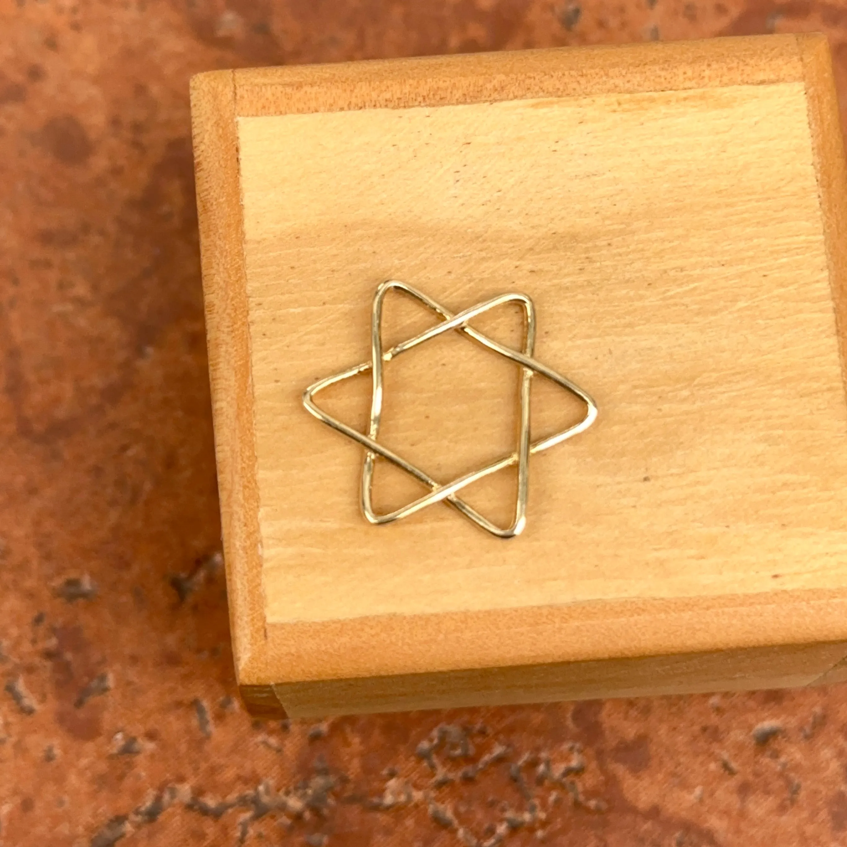 14KT Yellow Gold Wire Star of David Pendant Slide