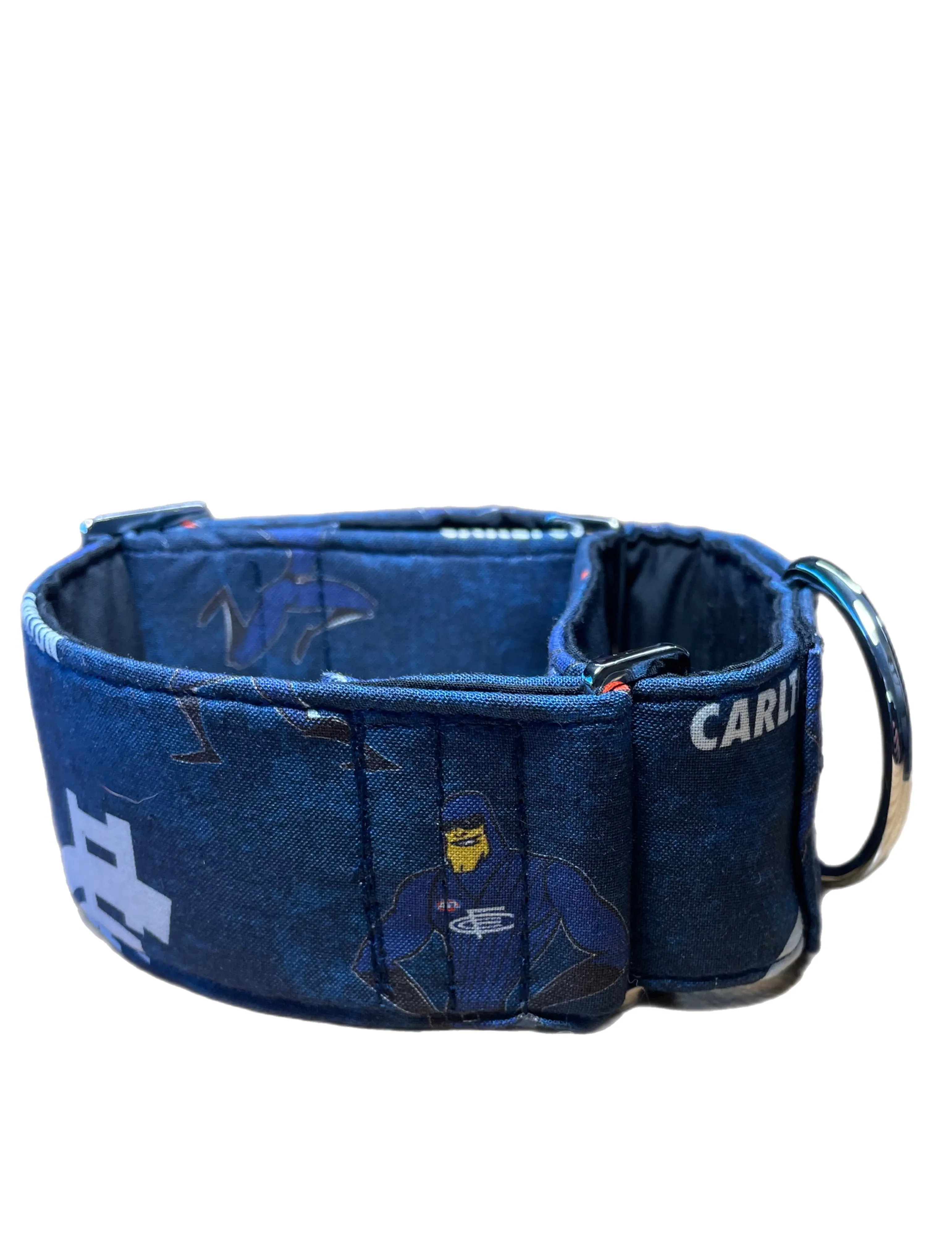 AFL Carlton inspired greyhound martingale collar cotton covered super soft