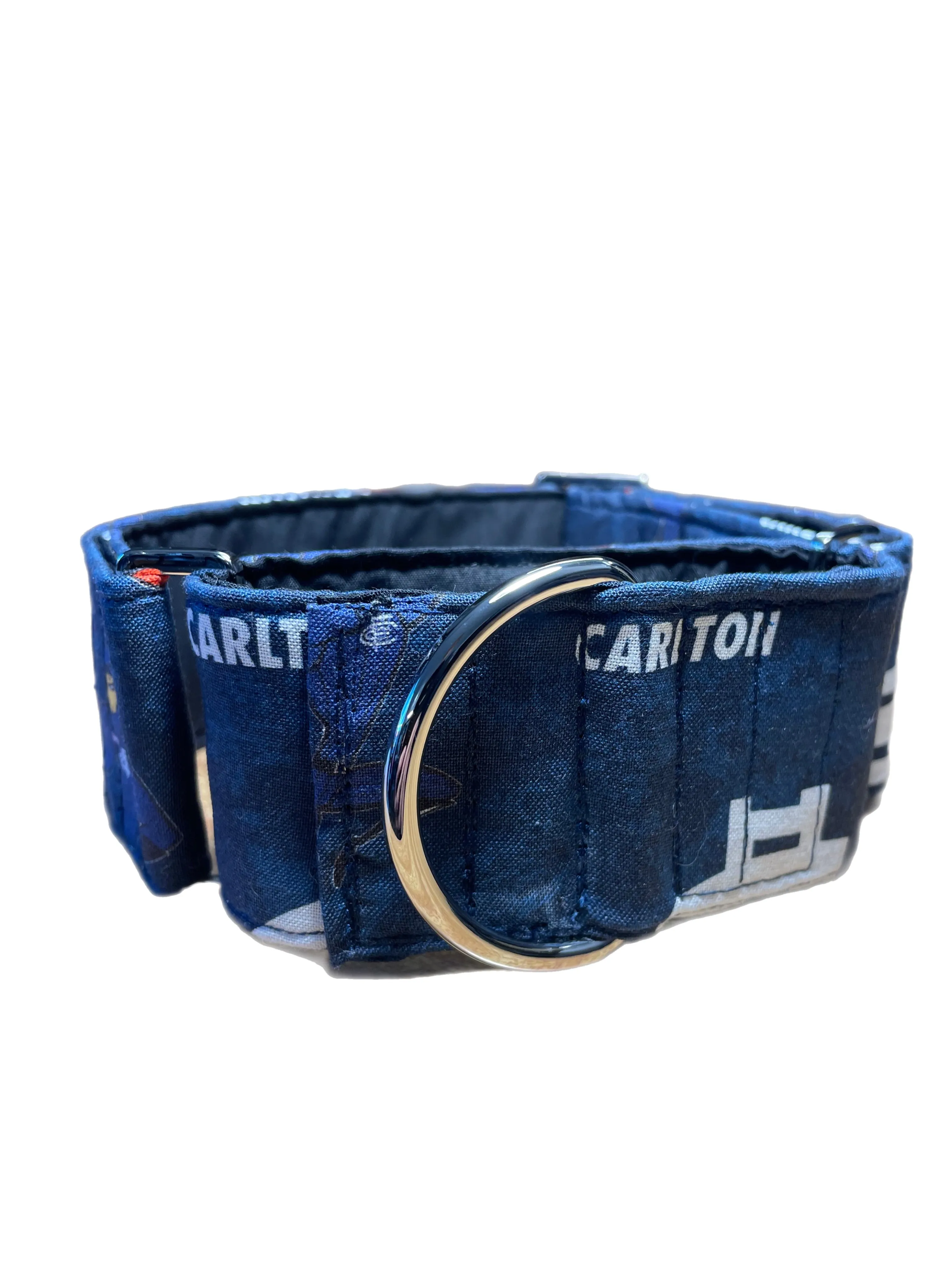 AFL Carlton inspired greyhound martingale collar cotton covered super soft