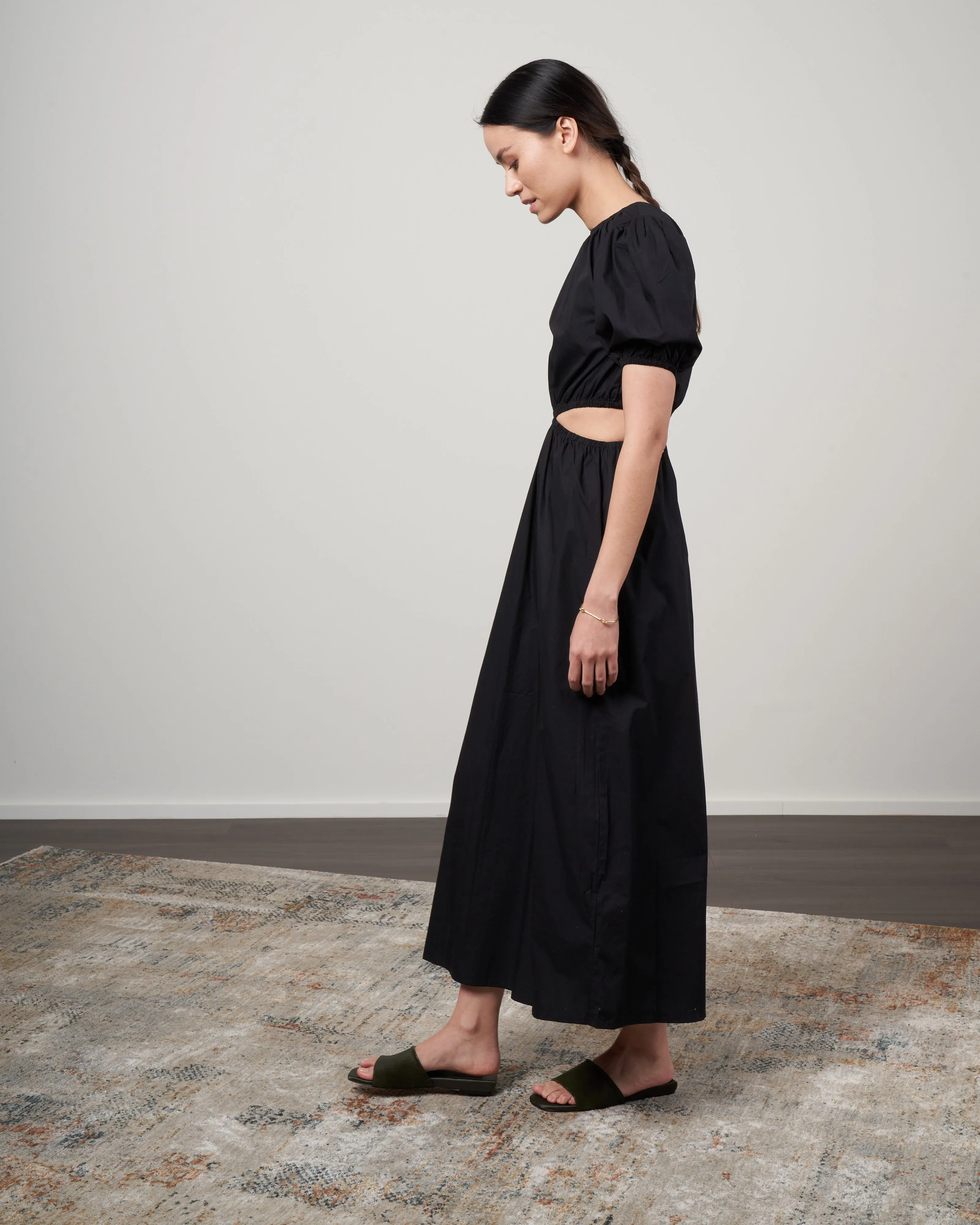 alessandria midi dress - plain black