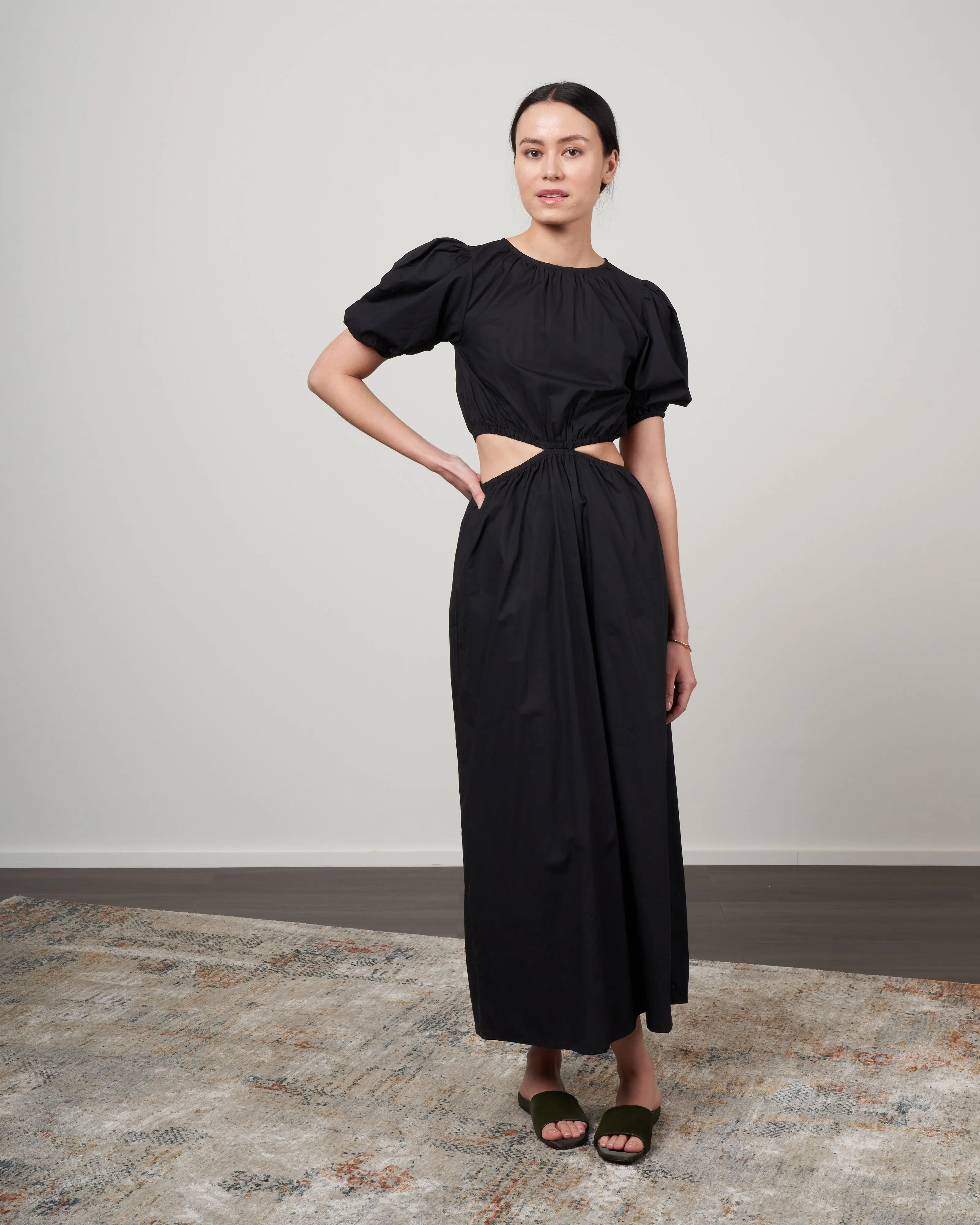 alessandria midi dress - plain black