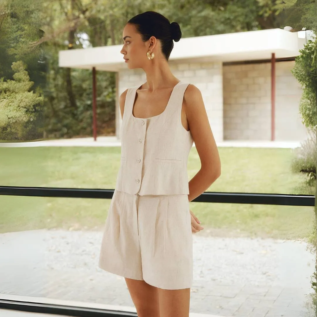 Amelia™ | Linen Blend Shorts Set