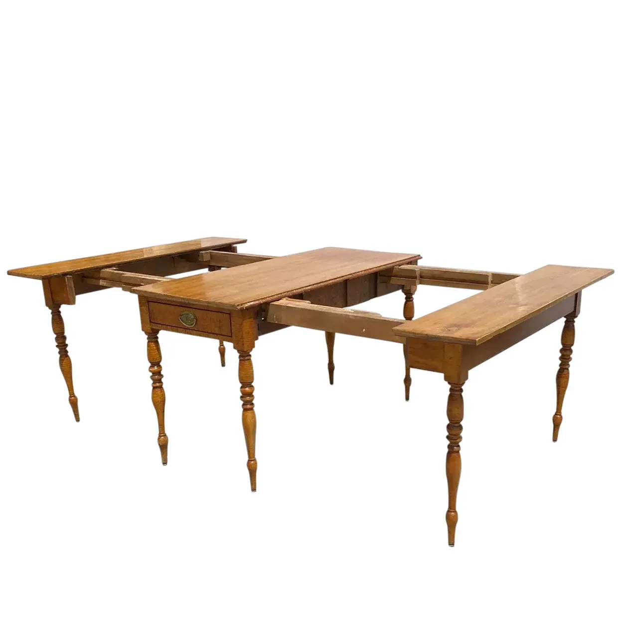 American New England Sheraton Tiger Maple Dining Table