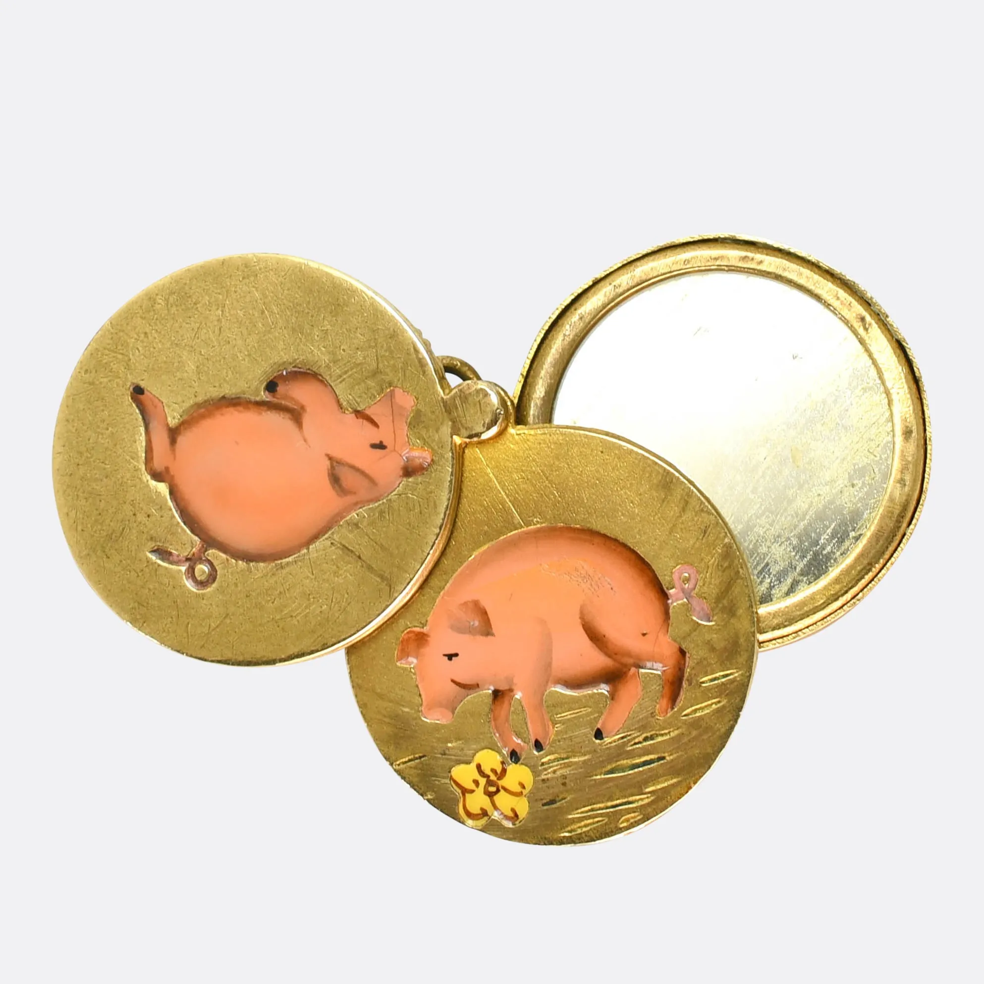 Antique French "Three Little Pigs" Locket Charm
