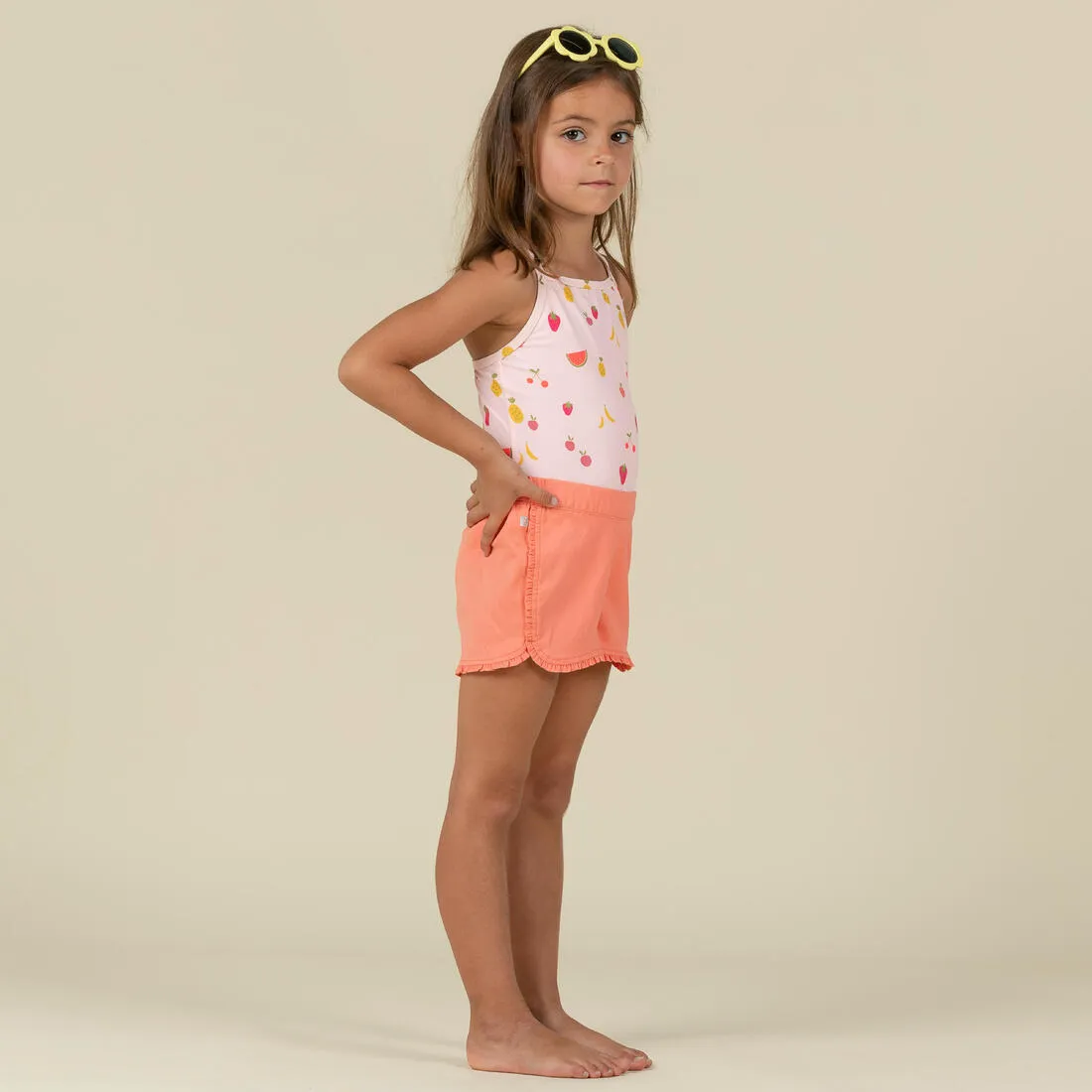Baby Girls’ One-Piece Swimsuit pink with Fruit print