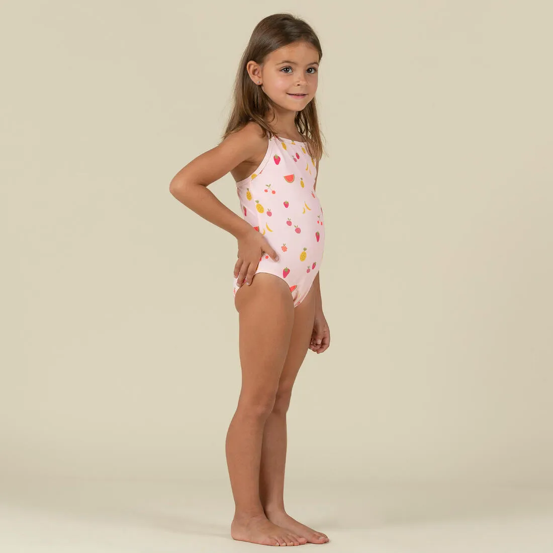 Baby Girls’ One-Piece Swimsuit pink with Fruit print