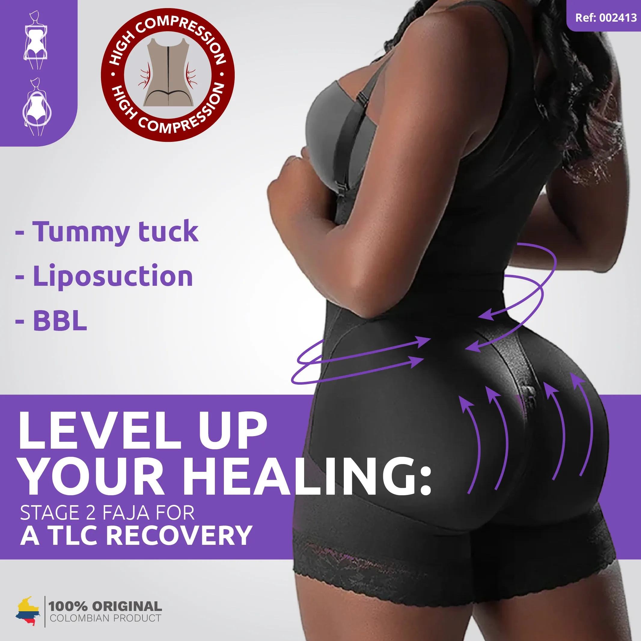 BBL & Lipo | Stage 2 Faja Post-Op Shapewear | No Bra