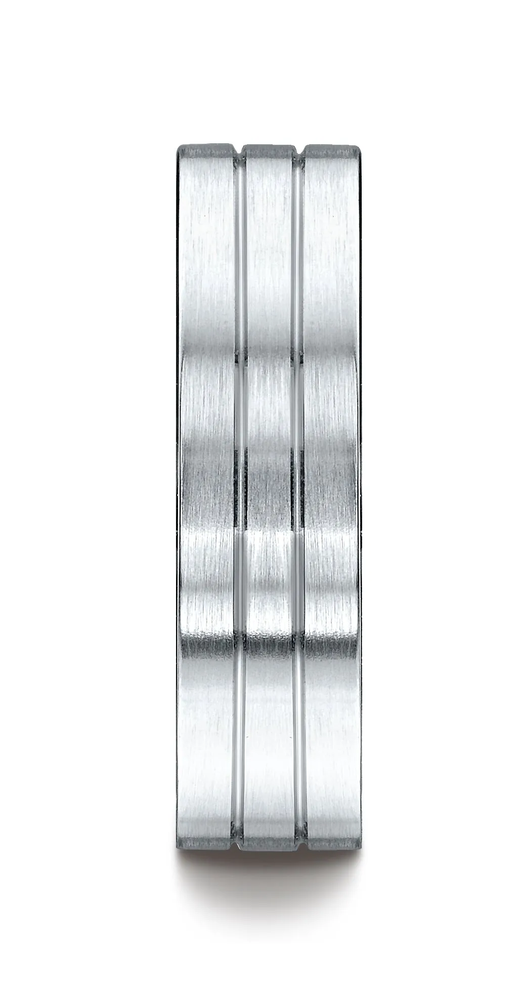 Benchmark 10K White Gold 6mm Comfort-Fit with Parallel Center Cuts Carved Design Wedding Band Ring