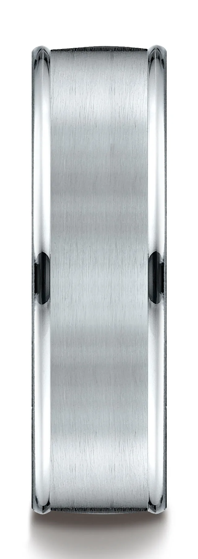 Benchmark 10k White Gold 7mm Comfort-Fit Satin Finish High Polished Round Edge Carved Design Band (4-15)