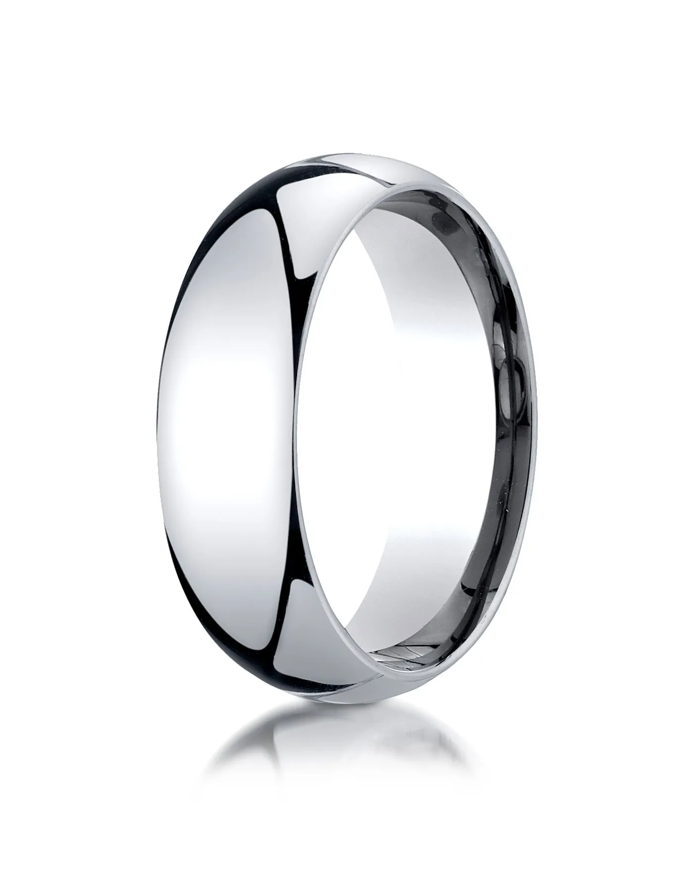 Benchmark 10K White Gold 7mm Slightly Domed Standard Comfort-Fit Wedding Band Ring (Sizes 4 - 15 )