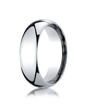 Benchmark 10K White Gold 7mm Slightly Domed Standard Comfort-Fit Wedding Band Ring (Sizes 4 - 15 )